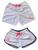 Kit Casal Short Bermuda Moda Praia Tactel Love Relaxado Branco love rosa