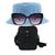 Kit Chapéu Bucket, Bolsa Pochete Shoulder E Oculos De Sol - MD-07 Azul claro
