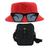 Kit Chapéu Bucket, Bolsa Pochete Shoulder E Oculos De Sol - MD-10 Vermelho