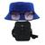Kit Chapéu Bucket, Bolsa Pochete Shoulder E Oculos De Sol MD-14 Azul royal