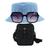 Kit Chapéu Bucket, Bolsa Pochete Shoulder E Oculos De Sol MD-14 Azul claro
