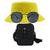 Kit Chapéu Bucket, Bolsa Pochete Transversal E Oculos De Sol MD-15 Amarelo