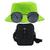 Kit Chapéu Bucket, Bolsa Pochete Transversal E Oculos De Sol MD-15 Verde neon