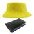 Kit Chapéu Bucket Hat E Carteira Masculina Pequena Com Compartimento Para Cédulas, Porta Documentos Amarelo