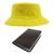 Kit Chapéu Bucket Hat E Carteira Masculina Pequena Marrom Compartimento Para Cédulas, Porta Documentos De Carro E Rg Amarelo