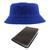 Kit Chapéu Bucket Hat E Carteira Masculina Pequena Marrom Compartimento Para Cédulas, Porta Documentos De Carro E Rg Azul royal