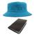 Kit Chapéu Bucket Hat E Carteira Masculina Pequena Marrom Compartimento Para Cédulas, Porta Documentos De Carro E Rg Azul