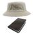 Kit Chapéu Bucket Hat E Carteira Masculina Pequena Marrom Compartimento Para Cédulas, Porta Documentos De Carro E Rg Bege