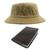 Kit Chapéu Bucket Hat E Carteira Masculina Pequena Marrom Compartimento Para Cédulas, Porta Documentos De Carro E Rg Caqui