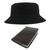 Kit Chapéu Bucket Hat E Carteira Masculina Pequena Marrom Compartimento Para Cédulas, Porta Documentos De Carro E Rg Preto