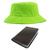 Kit Chapéu Bucket Hat E Carteira Masculina Pequena Marrom Compartimento Para Cédulas, Porta Documentos De Carro E Rg Verde neon