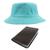 Kit Chapéu Bucket Hat E Carteira Masculina Pequena Marrom Compartimento Para Cédulas, Porta Documentos De Carro E Rg Verde turquesa
