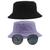 Kit Chapéu Bucket Hat E Oculos De Sol Redondo Lente Escura MD-15 Lilás