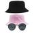 Kit Chapéu Bucket Hat E Oculos De Sol Redondo Lente Escura MD-15 Rosa claro