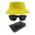 Kit Chapéu Bucket Hat, Óculos de Sol Retangular E Carteira MD-38 Amarelo