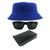 Kit Chapéu Bucket Hat, Óculos de Sol Retangular E Carteira MD-38 Azul royal