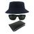 Kit Chapéu Bucket Hat, Óculos de Sol Retangular E Carteira MD-38 Azul escuro