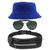 Kit Chapéu Bucket Hat, Pochete Ajustável Impermeável E Óculos Escuro de Sol Piloto Lente Escura Armação De Metal MD-25 Azul royal