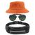 Kit Chapéu Bucket Hat, Pochete Ajustável Impermeável E Óculos Escuro de Sol Piloto Lente Escura Armação De Metal MD-25 Laranja