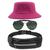 Kit Chapéu Bucket Hat, Pochete Ajustável Impermeável E Óculos Escuro de Sol Piloto Lente Escura Armação De Metal MD-25 Pink