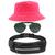 Kit Chapéu Bucket Hat, Pochete Ajustável Impermeável E Óculos Escuro de Sol Piloto Lente Escura Armação De Metal MD-25 Rosa neon