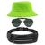 Kit Chapéu Bucket Hat, Pochete Ajustável Impermeável E Óculos Escuro de Sol Piloto Lente Escura Armação De Metal MD-25 Verde neon