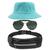 Kit Chapéu Bucket Hat, Pochete Ajustável Impermeável E Óculos Escuro de Sol Piloto Lente Escura Armação De Metal MD-25 Verde turquesa