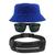 Kit Chapéu Bucket Hat, Pochete Ajustável Saída De Fone E Óculos de Sol Grande Retangular Unissex Armação Fosca MD-41 Azul royal