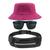 Kit Chapéu Bucket Hat, Pochete Ajustável Saída De Fone E Óculos de Sol Grande Retangular Unissex Armação Fosca MD-41 Pink