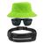 Kit Chapéu Bucket Hat, Pochete Ajustável Saída De Fone E Óculos de Sol Grande Retangular Unissex Armação Fosca MD-41 Verde neon
