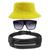 Kit Chapéu Bucket Hat, Pochete Ajustável Saída Fone E Óculos de Sol Quadrado Armação Transparente Com Proteção MD-31 Amarelo