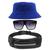 Kit Chapéu Bucket Hat, Pochete Ajustável Saída Fone E Óculos de Sol Quadrado Armação Transparente Com Proteção MD-31 Azul royal