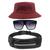 Kit Chapéu Bucket Hat, Pochete Ajustável Saída Fone E Óculos de Sol Quadrado Armação Transparente Com Proteção MD-31 Bordô
