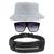 Kit Chapéu Bucket Hat, Pochete Ajustável Saída Fone E Óculos de Sol Quadrado Armação Transparente Com Proteção MD-31 Branco