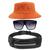 Kit Chapéu Bucket Hat, Pochete Ajustável Saída Fone E Óculos de Sol Quadrado Armação Transparente Com Proteção MD-31 Laranja