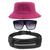 Kit Chapéu Bucket Hat, Pochete Ajustável Saída Fone E Óculos de Sol Quadrado Armação Transparente Com Proteção MD-31 Pink