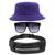 Kit Chapéu Bucket Hat, Pochete Ajustável Saída Fone E Óculos de Sol Quadrado Armação Transparente Com Proteção MD-31 Roxo