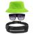Kit Chapéu Bucket Hat, Pochete Ajustável Saída Fone E Óculos de Sol Quadrado Armação Transparente Com Proteção MD-31 Verde neon