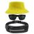 Kit Chapéu Bucket Hat, Pochete Ajustável Saída Fone E Óculos de Sol Retangular Masculino Armação Fosca Esportivo MD-38 Amarelo