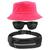 Kit Chapéu Bucket Hat, Pochete Ajustável Saída Fone E Óculos de Sol Retangular Masculino Armação Fosca Esportivo MD-38 Rosa neon