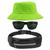 Kit Chapéu Bucket Hat, Pochete Ajustável Saída Fone E Óculos de Sol Retangular Masculino Armação Fosca Esportivo MD-38 Verde neon