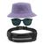 Kit Chapéu Bucket Hat, Pochete Impermeável Saída Fone E Óculos de Sol Retangular Feminino E Masculino Clubmaster MD-39 Lilás