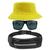 Kit Chapéu Bucket Hat, Pochete Impermeável Saída Fone E Óculos de Sol Retangular Masculino Espelhado Armação Fosca MD-40 Amarelo