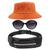 Kit Chapéu Bucket Hat, Pochete Impermeável Saída Fone E Óculos Redondo De Sol Feminino Adulto Com Proteção UV400 MD-27 Laranja