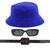 Kit Chapéu Bucket, Oculos De Sol Proteção Uv400 E Cinto Quadrado CF01 Azul royal