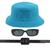 Kit Chapéu Bucket, Oculos De Sol Proteção Uv400 E Cinto Quadrado CF01 Azul