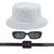 Kit Chapéu Bucket, Oculos De Sol Proteção Uv400 E Cinto Quadrado CF01 Branco