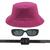 Kit Chapéu Bucket, Oculos De Sol Proteção Uv400 E Cinto Quadrado CF01 Pink