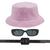 Kit Chapéu Bucket, Oculos De Sol Proteção Uv400 E Cinto Quadrado CF01 Rosa claro