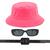 Kit Chapéu Bucket, Oculos De Sol Proteção Uv400 E Cinto Quadrado CF01 Rosa neon